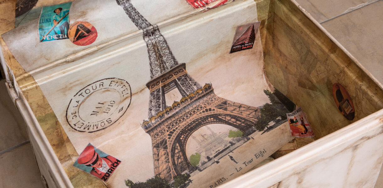 Inside Metal Steamer Travel Trunk