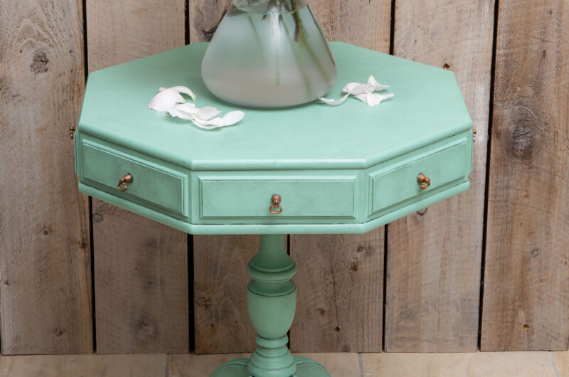 Octagonal Side Table with flowers